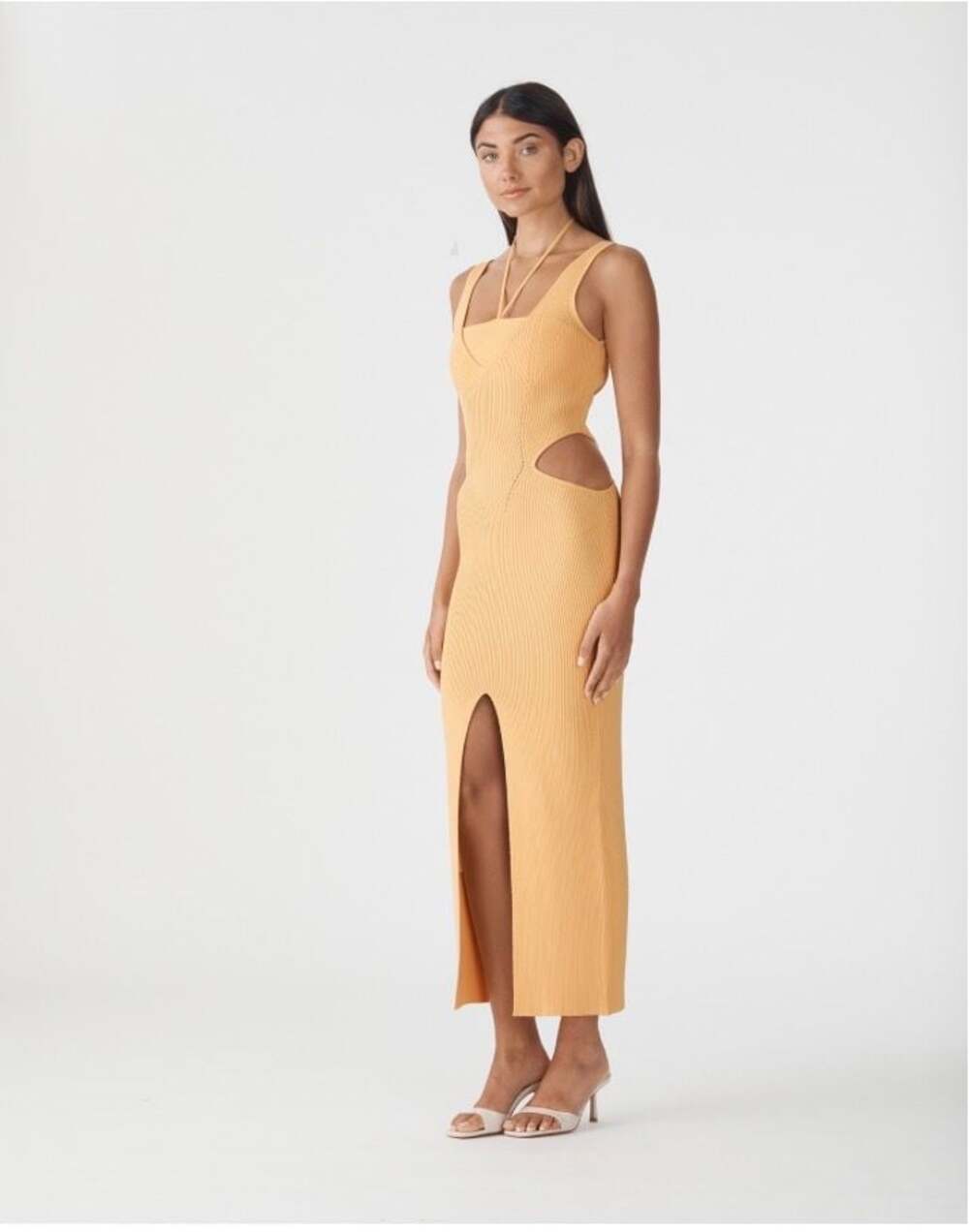 San Sloane Andoria Ribbed Knit Cut-Out Midi Dress